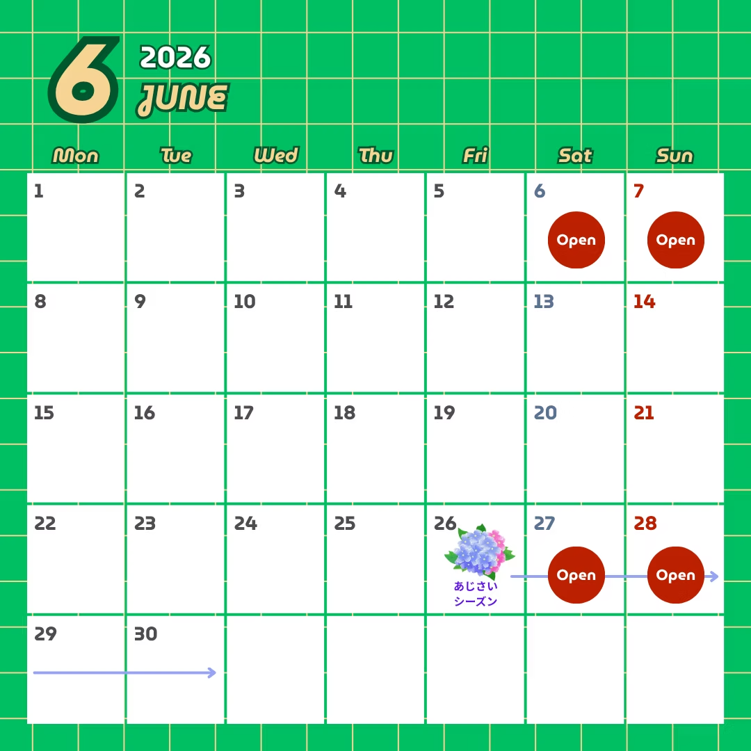 カフェ営業カレンダー 2026年6月
